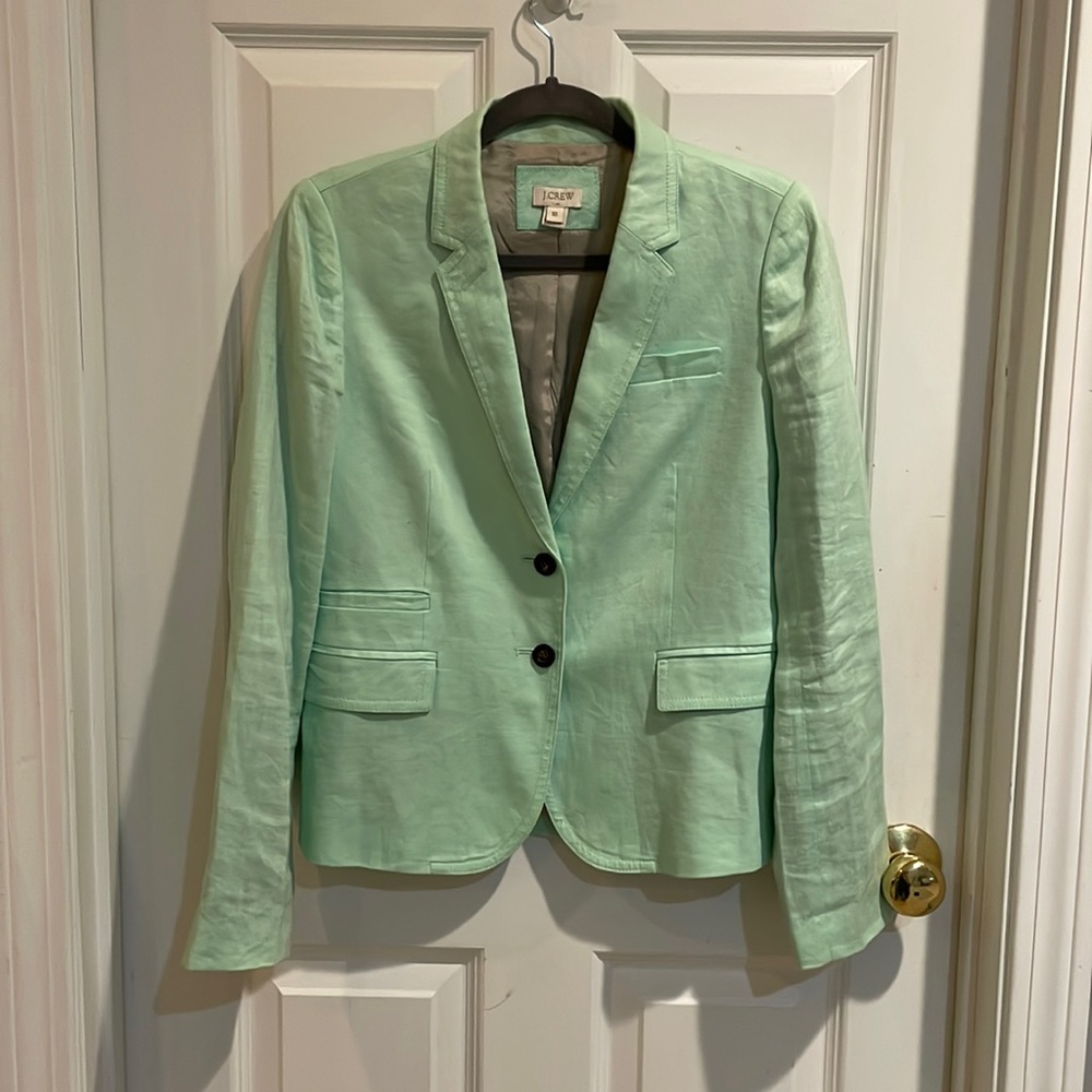 J Crew Mint Linen blazer